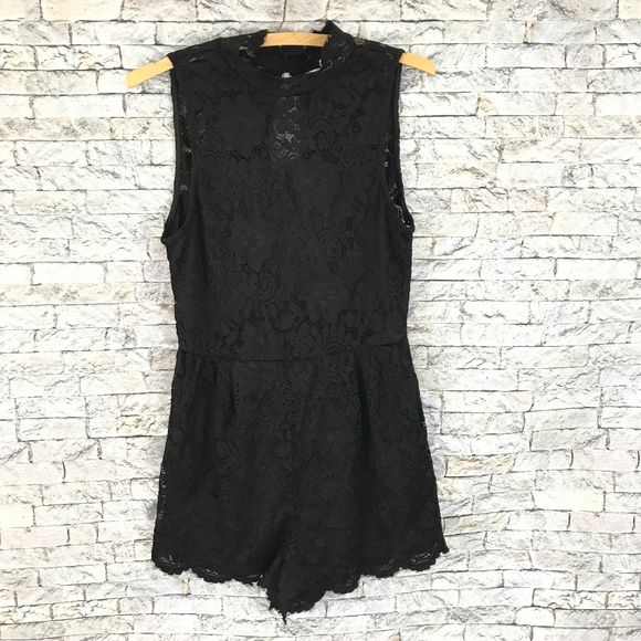 Francesca's Collections Pants - Francesca's Miami Black Lace High Neck  Romper